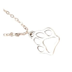 Silver Pet Paw Hallow Paw Pendant Necklace 18”-22" Silver chain. Hand made NEW